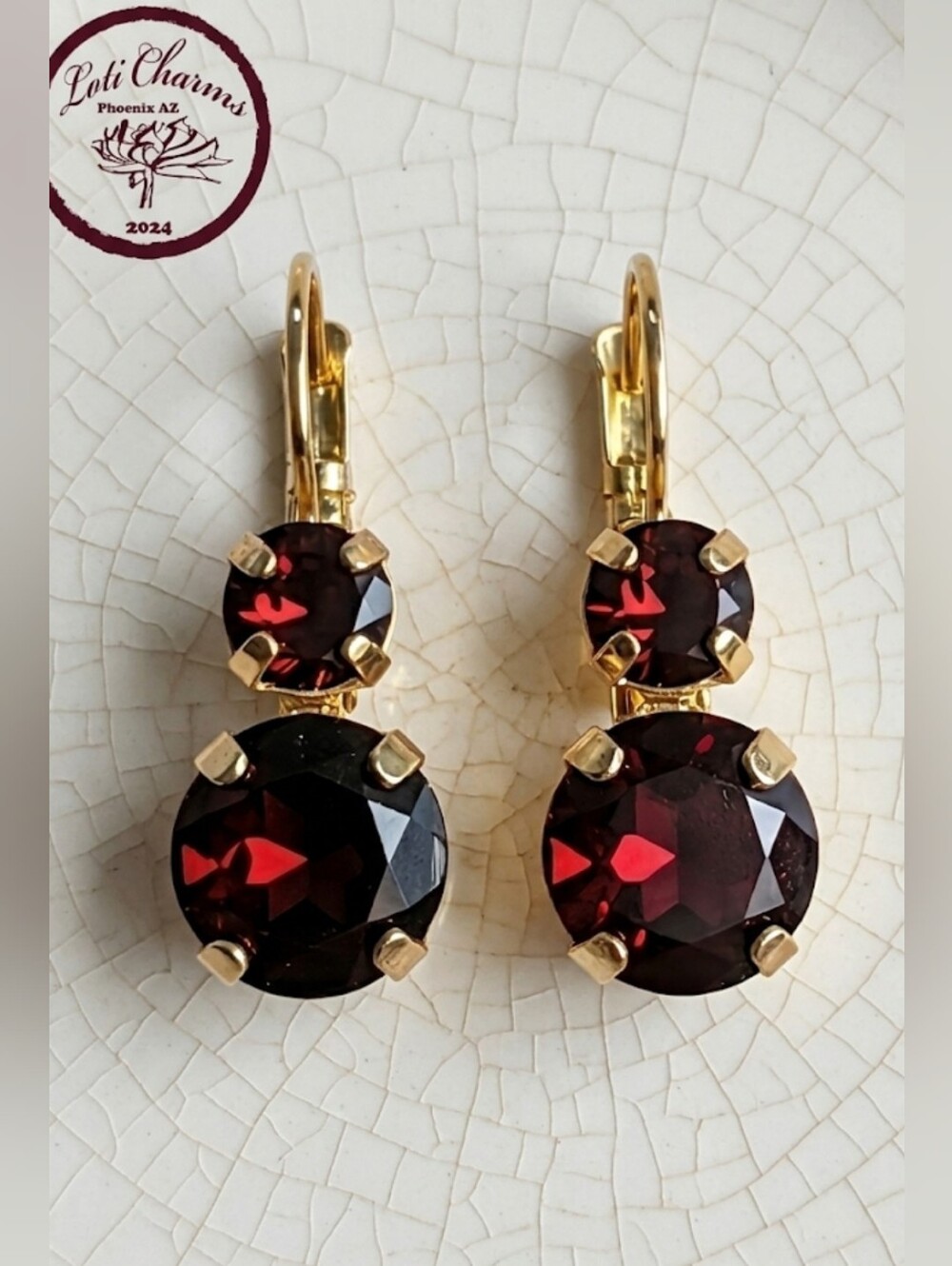 4.61 Carats Garnet Natural in Yellow Gold Plated Earrings